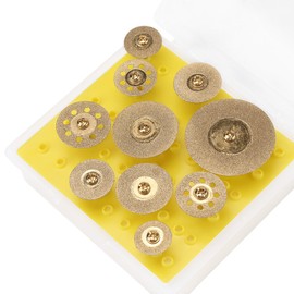10pcs Disco de corte de diamante Disco de corte Juego de cuchillas de sierra para herramienta rotativa con estuche de plástico en 10 tamaños