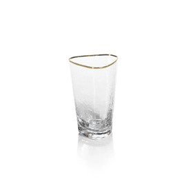 Zodax Aperitivo Triangular Stemware or Glassware - Clear with Gold Rim - Set of 4 Highball
