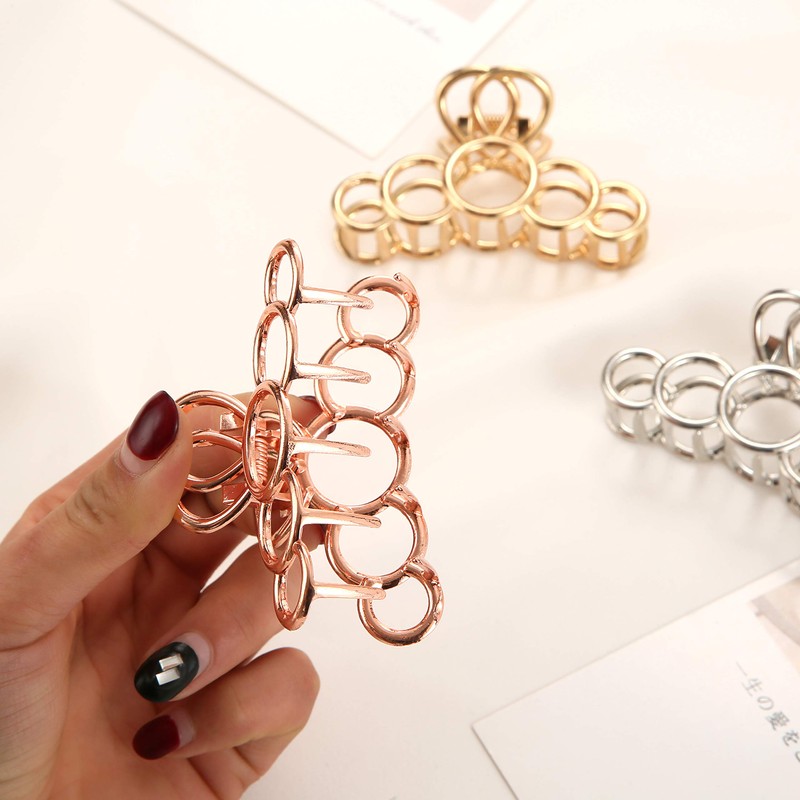 KISSKIKO - 3 pinzas de metal para el pelo (oro