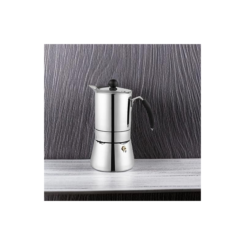 Cuisinox Amore Stainless Steel Stovetop Espresso Coffee Maker, 4-Cup (6