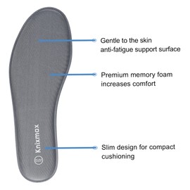 Knixmax Men Memory Foam Insoles Comfort Inner Soles Grey 12UK - 46EU