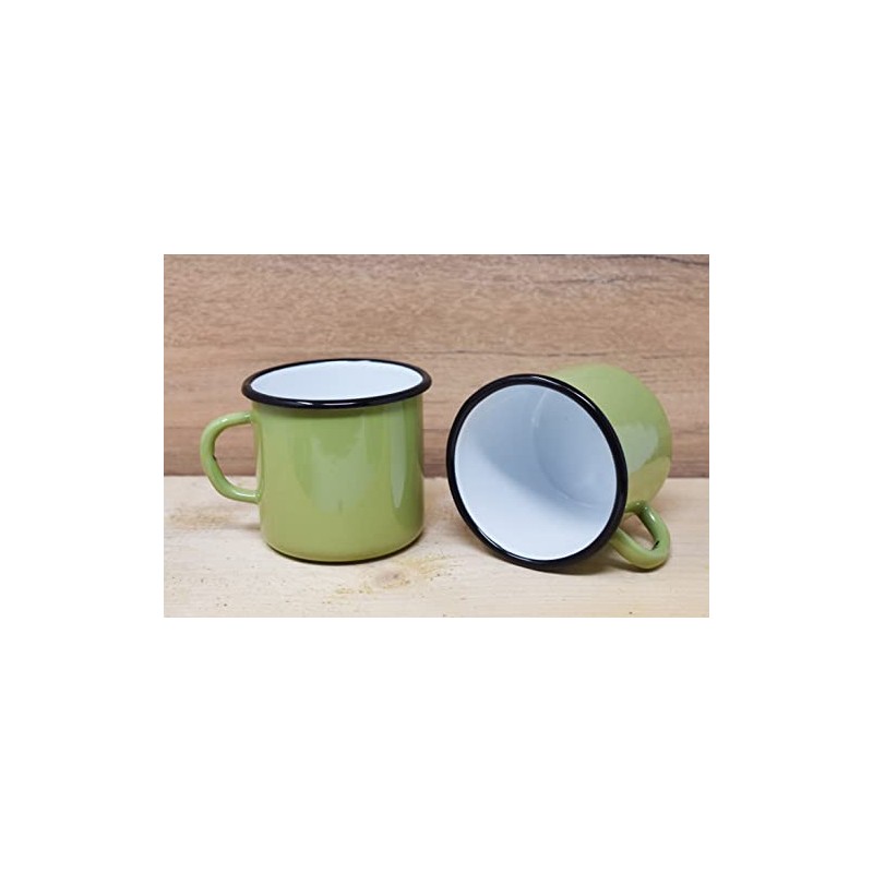 Madacha 2 x 250ml Metal Enamel Mugs Lime Green