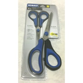 KOBALT 2 PACK STAINLESS STEEL SCISSORS SET / NON SLIP GRIP