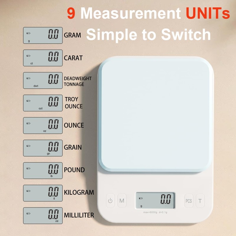 YRY White Elf Pro Digital Kitchen Scale 6kg/0.1g - Ultra
