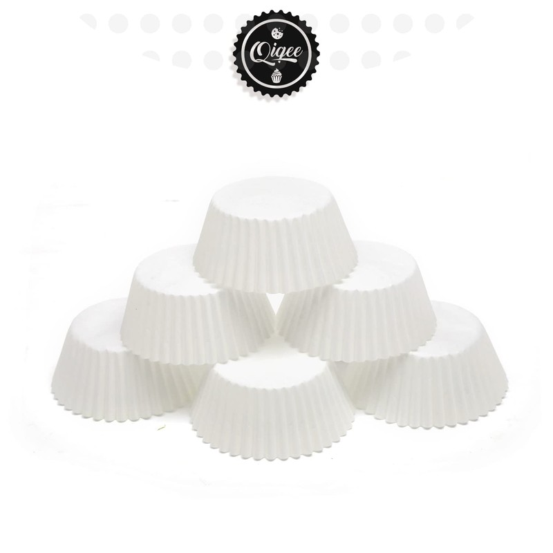 qiqee Mini 500 Count Cupcake Liners White Muffin Liners Food