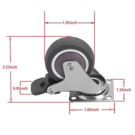Casters Wheels, 2" Heavy Duty Casters Set of 4 with Brake, No Floor Marks Silent Locking Workbench Casters for Benches, Trolleys, Furniture, Carts, Dolly and Workbench