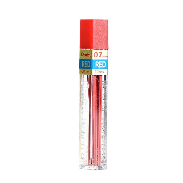 2 Tubes PENTEL Super Hi-Polymer Lead 0.7 mm RED