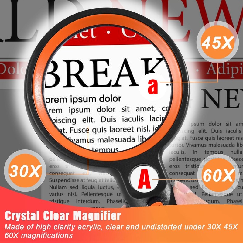 Magnifying Glass with Light, 30 LED Lights Handheld Illuminated Magnifier