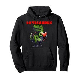 Valentines Day Dinosaur T-Rex Boys Valentine Kids Lovesaurus Pullover Hoodie