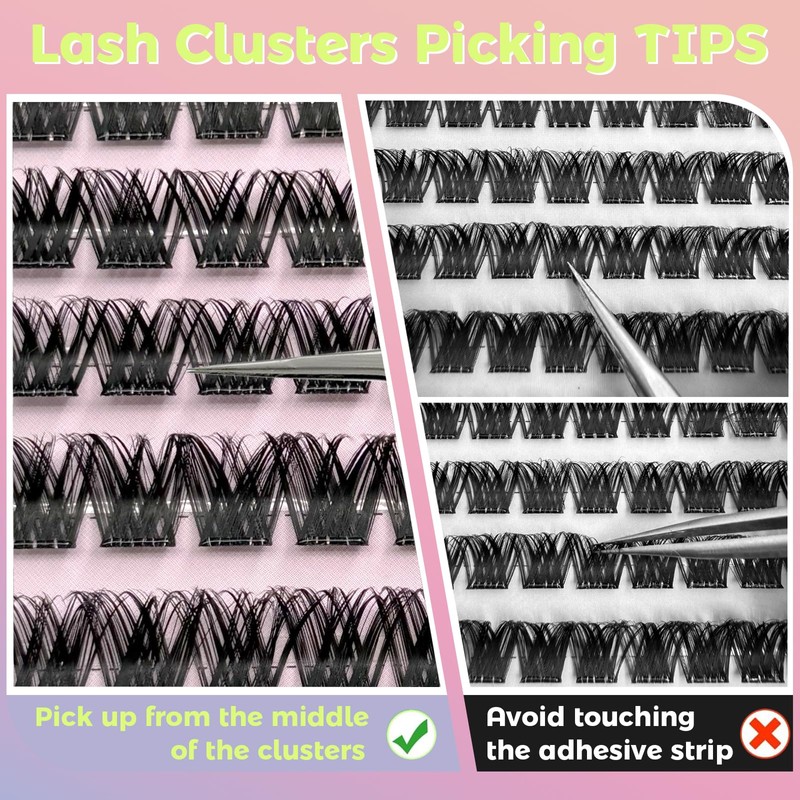 MIKIWI Self Adhesive Eyelashes, 10-16mm Pre Glued Eyelashes Clusters No