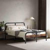 ZIYOO Queen Size Metal Bed Frame with Rustic Wooden Headboard