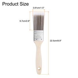 HARFINGTON 6pcs Paint Brushes 1.5" Flat Paint and Chip Brushes with Wooden Handle for DIY Paint Flat Art Furniture Fences Deck Wall Trim, Brown