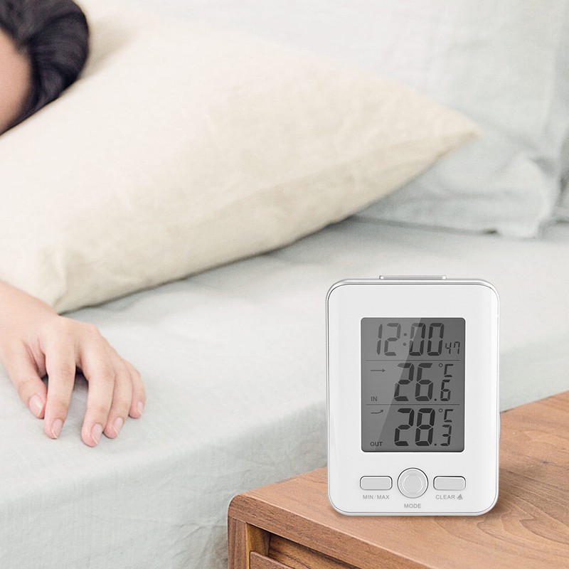 BALDR LCD Digital Thermometer Clock Indoor Outdoor Temp Display with