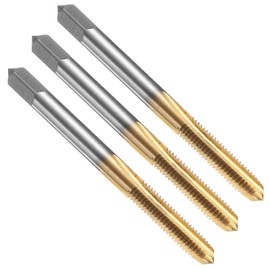 sourcing map 3pcs Straight Flute Thread Tap, M5 x 0.8 Metric Titanium Coated Screw Threading Tapping Tool Thread Milling Machine Taps, High-Speed Steel 6542 (HSS 6542)