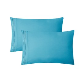 Clara Clark Pillow Cases Queen - Ultra Soft Pillow Cover, Lightweight Microfiber Pillow Cases Set of 8 - Envelope Closure Pillowcases, Beach Blue.