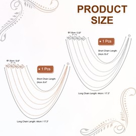 PATIKIL Rhinestone Chain Brooch Pins, 2 Pcs Square Rhinestone Tassel Chain Hanging Fashion Crystal Lapel Suit Pins for Women Men Clothes Dress Bouquet Coat Hat Bag, White