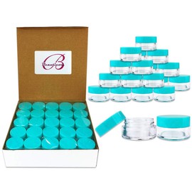 50 Jars - Beauticom High-Graded 5 Grams/5 mL BPA Free Thick Clear Acrylic 100% NO LEAK Plastic Jars empty Container Teal Lid for Cosmetic, Lip Balm, Beads, Creams, Lotion, Liquids, Sample, Travel