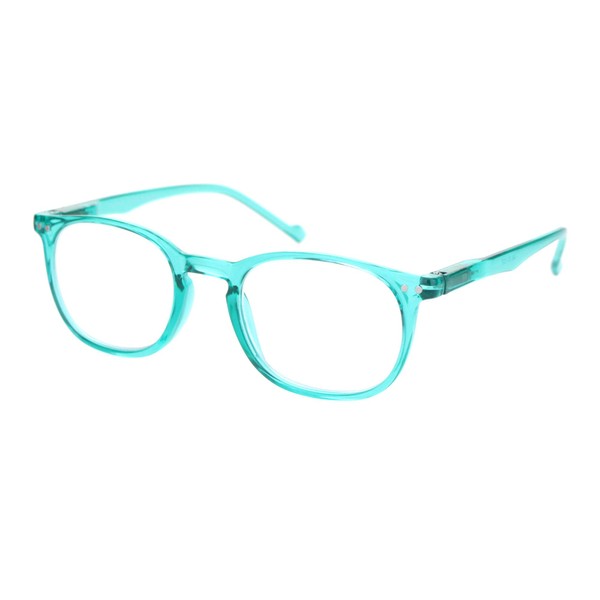 PASTL Womens Reading Glasses Teal Keyhole Frame Magnified Clear Lens +3.5
