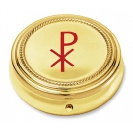 Religious Minister Gift Chi Rho Cross 2 1/4 Inch Gold Finish 10 Host Home Hospital Traveling Pyx