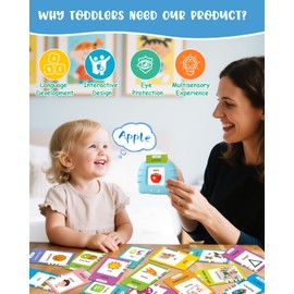 224 Words French English Bilingual Talking Flash Cards for Toddlers, Learning Educational Toy to Learn, Pocket Speech for Kids, Autism Sensory Toys Birthday Gifts for Boys Girls 1 2 3 4 Year Olds