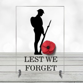 Clear Acrylic 'They Shall Grow Not Old...' Plaque On Stand - Soldier Remembrance Design - Honouring Heroes - Military Memorial Keepsake - Lest We Forget - Commemorative Gift (Design 4)