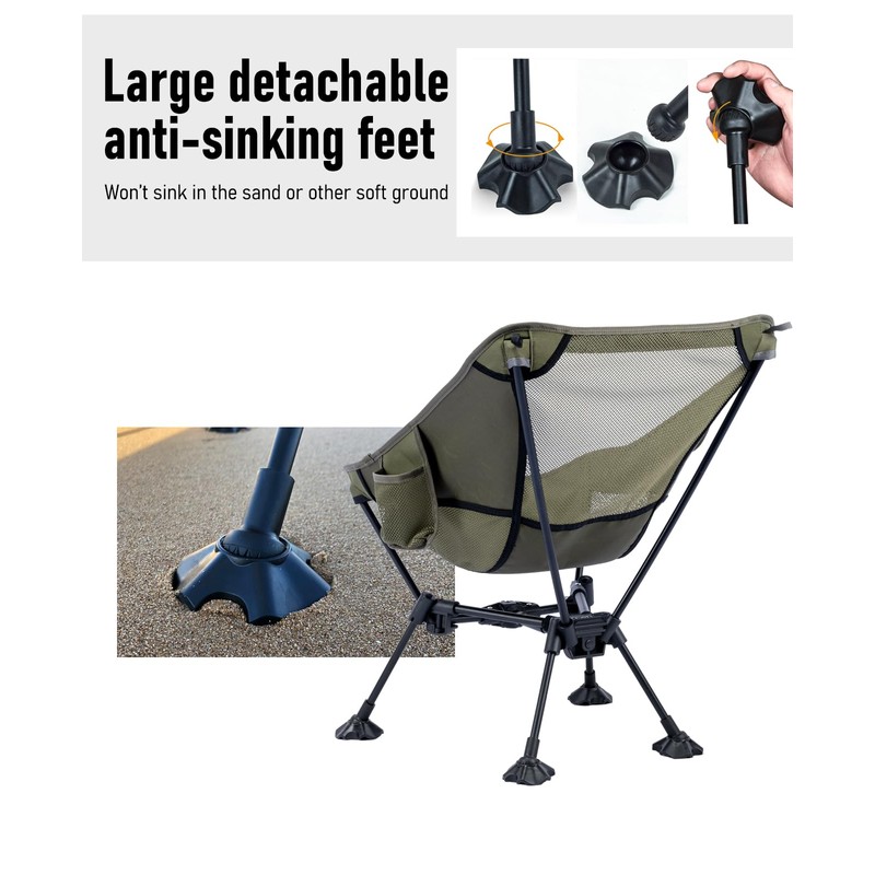 iClimb Ultralight Compact Camping Folding Beach Chair with Anti-Sinking Large