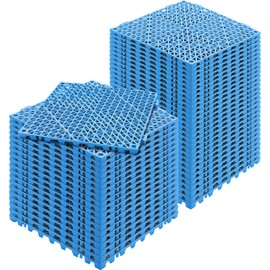 VEVOR Interlocking Tile 50PCS Blue, Drainage Tiles 12" x 12" Splicing, Soft PVC Interlocking Drainage Floor Tiles, Non-Slip Drainage Holes for Restroom, Bathroom, Kitchen, Pool, Wet Areas
