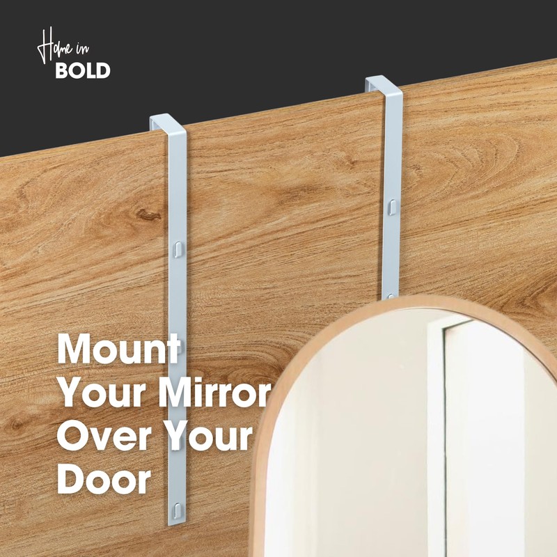 [Heavy Duty] 14.5" Over-The-Door Mirror Hanger Set (Extra Wide) with