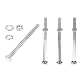 PATIKIL M8x120mm Hex Bolt with Nuts Flat Spring Lock Washers, 4 Set Stainless Steel Hexagon Screw Bolts Partial Coarse Thread Metric Bolt Assortment Kit