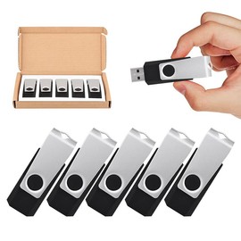 TOPESEL 5 Pack 64GB USB Flash DrivesMemory Stick Swivel Thumb Drive Memory Stick Jump Drive 64G USB Drive Zip Drive for PC laptops, Tablets, TVs, car Audio (64G, 5PCS, Black)
