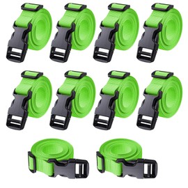 10 Packs 1 Inch Wide Quick Release Buckle Adjustable Nylon Straps Camping Luggage Backpack Bicycle Packing Strap 200cm Length for Outdoor Sports Compression Bundling (Green)