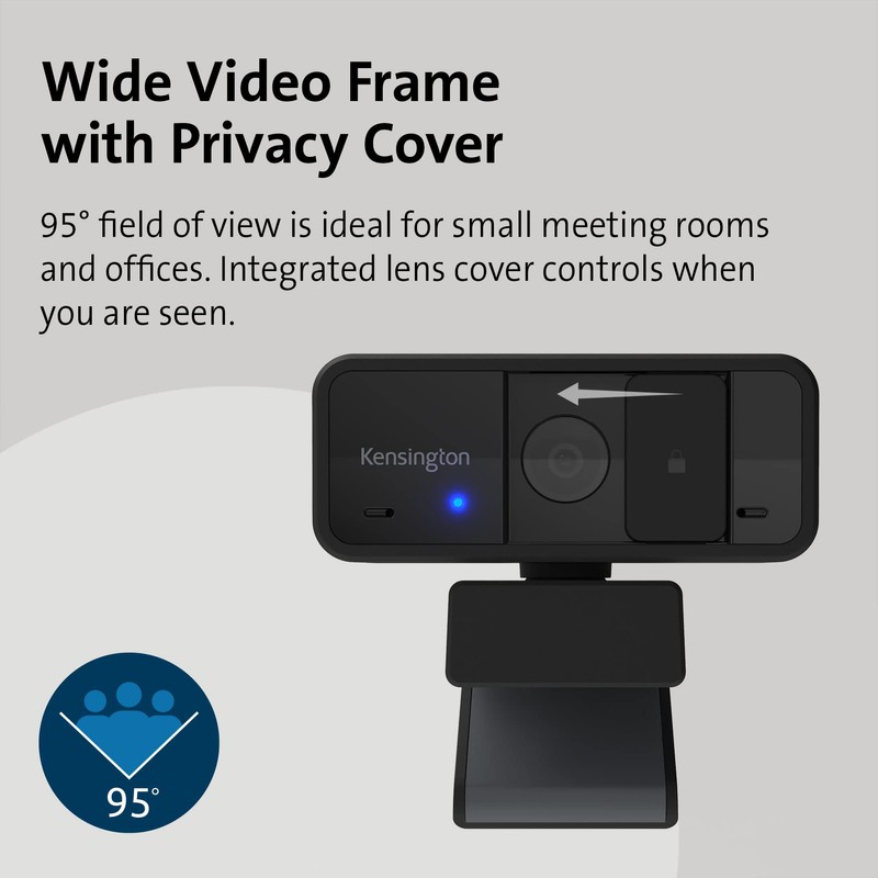 Kensington W1050 1080p Fixed Focus Wide Angle Webcam, Built-In Noise