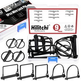 Hilitchi 9PCS 8Sizes Wire Lock Pin Heavy Duty Carbon Steel Black Quick Release Lock Pin Hitch Pto Pin Trailer Coupler Pin for Farm Lawn Garden