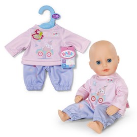 BABY born Tuta sportiva – Completo per bambola con maglia rosa a maniche lunghe e pantaloni lilla – Abbigliamento per bambole – Accessorio per bambole da 36 cm