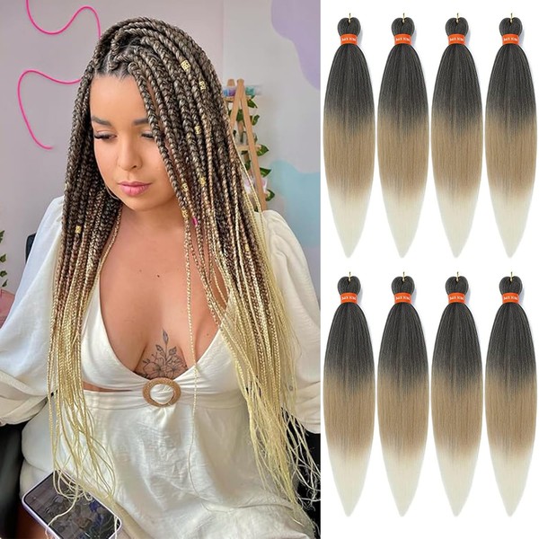 Ombre Pre-stretched Braiding Hair,Silky Braid Hair Extensions, Itch Free Crochet