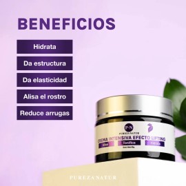 Pureza Natur Crema Facial Efecto Lifting Intensiva Hidratante| Tratamiento Para Cara Y Ojos Con Acido Hialuronico Colágeno Y Elastina Rejuvenecedora Todo Tipo De Piel +30 50g