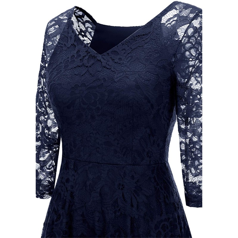 Dressystar Women's Elegant Lace Dress, V-Neck Cocktail Dress, Wedding Midi