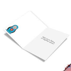 NobleWorks Hysterical Get Well Paper Card with 5 x 7 Inch Envelope (1 Card) Stacking Dolls Sneeze C10084GWG