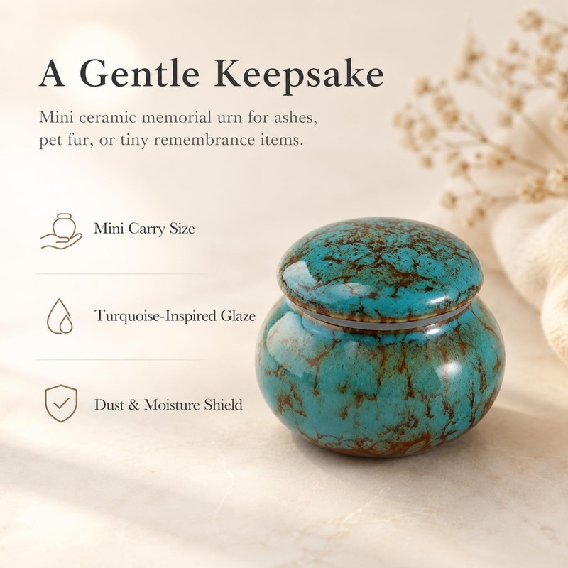 Small Ceramic Keepsake Urn, 1.6'' No Leak Mini Urns with
