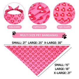Gofshy Valentine's Dog Bandanas XLarge 2PCS, Triangle Reversible Sweetheart Scarf for Boy and Girl, Love Bibs Accessories for Large and Extra Large Dogs