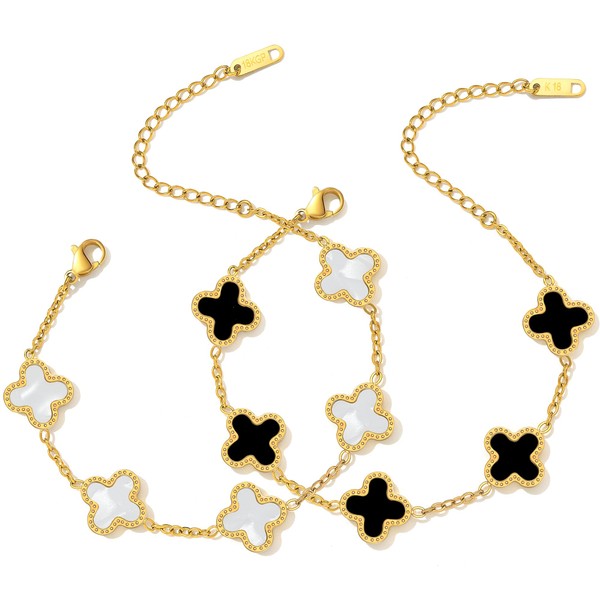 GMUDA 18K Gold Plated Four-Leaf Clover Bracelet for Women –