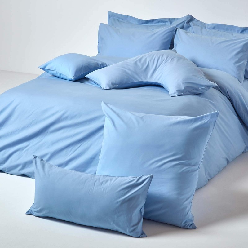 HOMESCAPES Percale Cushion Cover 40 x 80 cm, Blue, Cushion