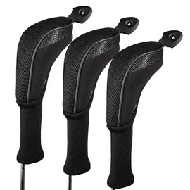 Andux 3 Pack Long Neck Golf Hybrid Club Head Covers Dial No. Tag CTMT-01 (Black)