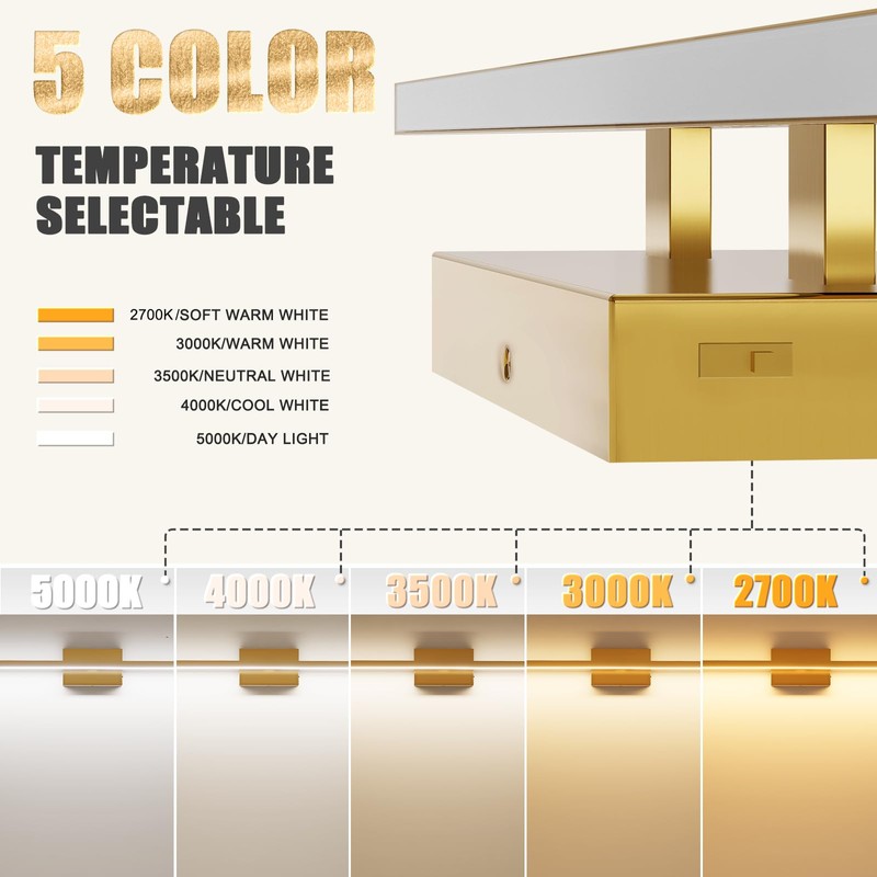 VOLISUN Modern Bathroom Vanity Light 48 inch, 30W Dimmable 5CCT
