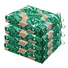 HARBOREST Outdoor Chair Cushions Set of 4, Water Resistant Patio Chair Cushions with Ties, Square Corner Outdoor Seat Cushions for Patio Furniture, 18.5"x16"x3", Frond
