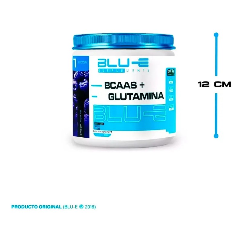 BCAAs Glutamina BLU-E en Polvo Sabor Moras, 500g