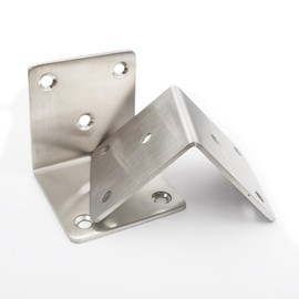 Hyever Stainless Steel L Brackets Fastener Corner Braces with Screws L Shape Joints Plate 6 Pcs Heavy Duty Wide Corner Brace for Wood Furniture Bookshelf Board Window Cabinet
