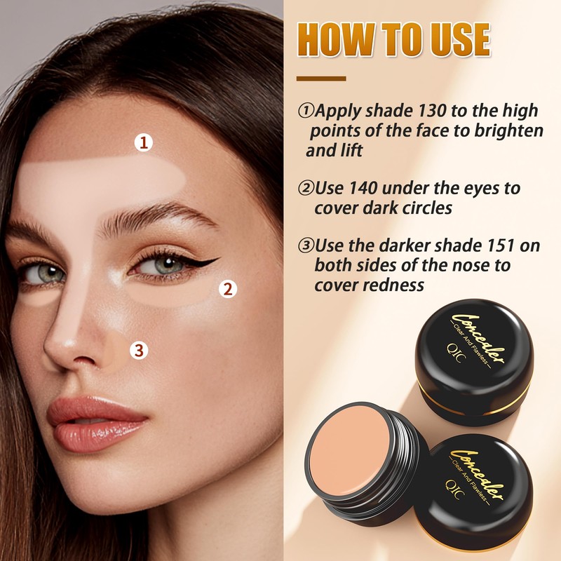 Under Eye Concealer Full Coverage, Waterproof Makeup Concealer for Dark