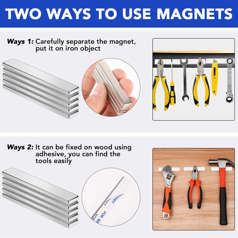 MIKEDE Strong Rare Earth Neodymium Magnets, Heavy Duty Bar Magnets