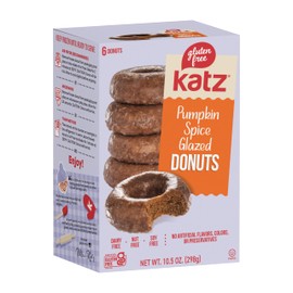 Katz Gluten Free Pumpkin Spice Glazed Donuts | Dairy Free, Nut Free, Soy Free, Gluten Free | Kosher (1 Pack of 6 Donuts, 10.5 Ounce)